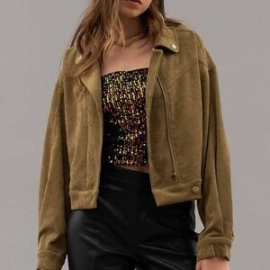 Olive Corduroy moto jacket
